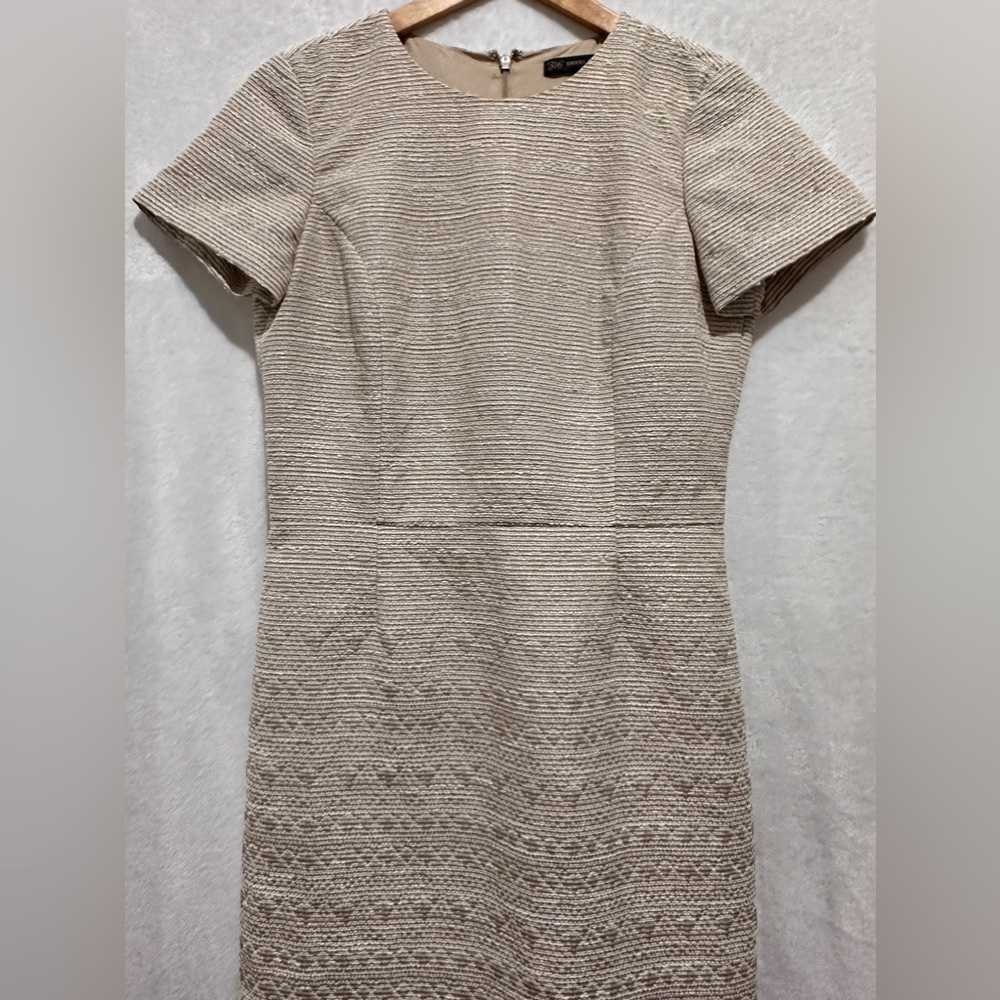 Brooks Brothers Beige Textured Midi Dress